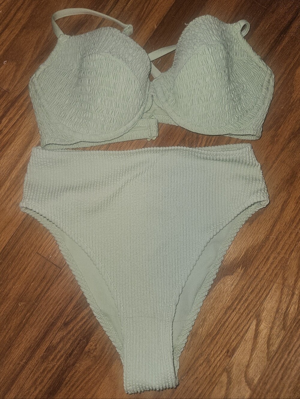 Textured Two-Piece Bikini Bathing Suit High Waisted Bottoms Size 2 Top 34D